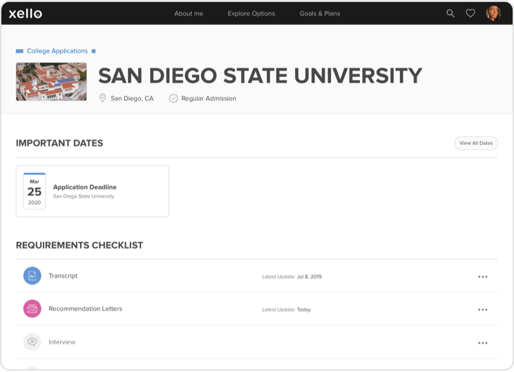 College Success screen