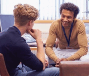 School counselor working with student