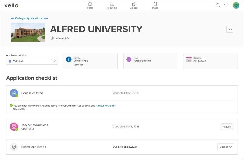Common App - Student View