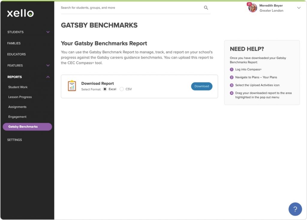 UK Gatsby Benchmarks screen