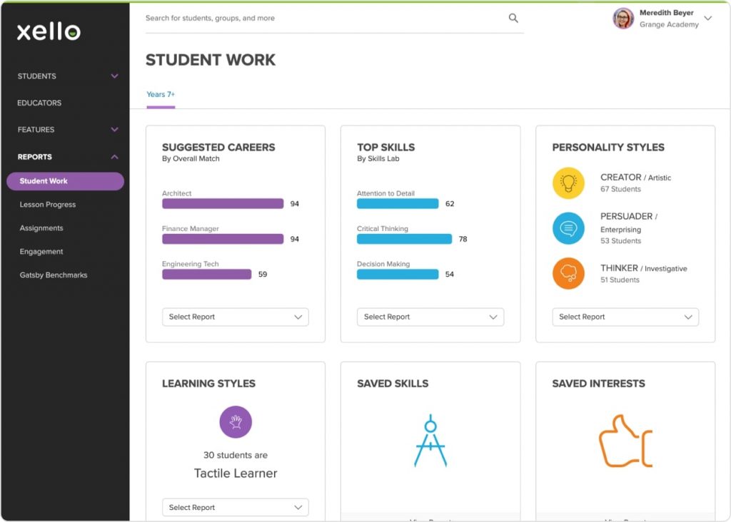 UK Student Work screen