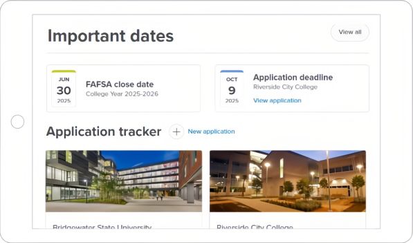 Xello college application student dashboard